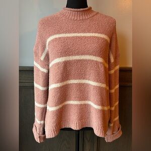 Thread & Supply Pink and Cream that cozy life Turtleneck Sweater